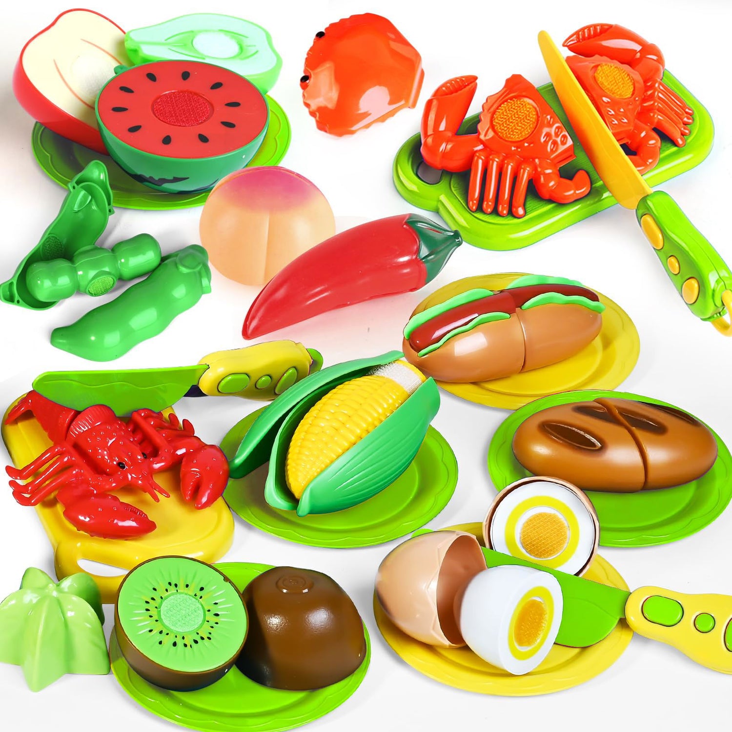 100 PCS Play Food Toy for Kids Toddler Toys, Pretend Food Toys for Toddlers, Play Kitchen Accessories with 2 Baskets, Cutting Food Toys, Christmas Shemira