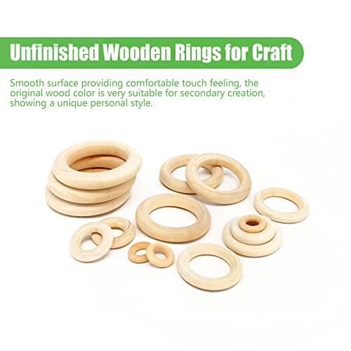 100 PCS Unfinished Natural Wooden Rings for Crafts, Wood Rings for DIY, Pendant Connectors, Jewelry Making, Macrame Supplies HANWER