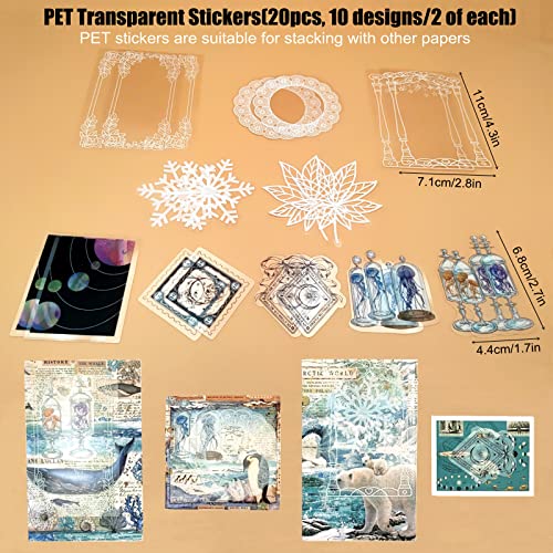 100 PCS Vintage Ephemera Pack Journaling Scrapbooking Supplies Scrapbook Sticker Paper Kit for Bullet Junk Journal Planners Collage Craft Notebooks Esweny