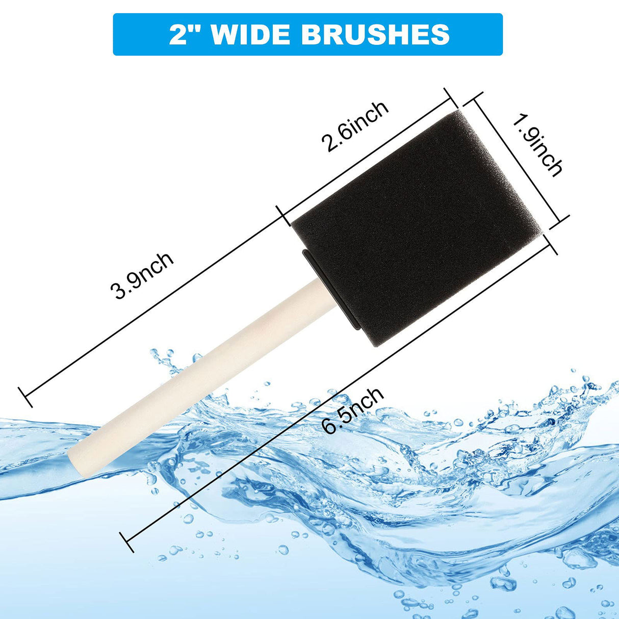 100 Pack 2 inch Foam Brush Bulk Foam Paint Brushes Foam Sponge Brush with Wood Handle Sponge Paint Brush Foam Brushes for Painting, Acrylics, Stains, EOEXN