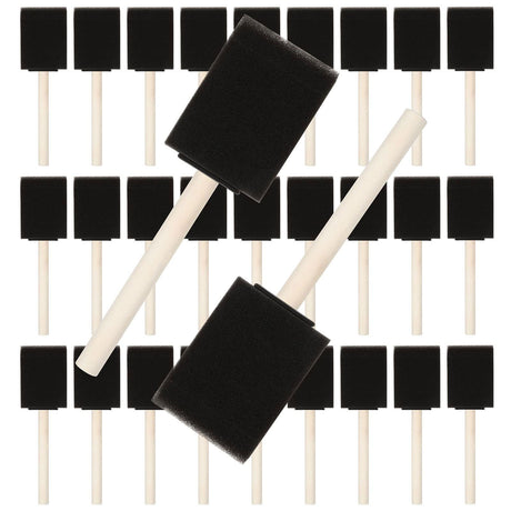 100 Pack 2 inch Foam Brush Sponge Wood Handle Paint Brush Foam Sponge Brush for Acrylics, Stains, Varnishes, Crafts FWEEK