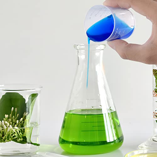 100 Pack 60ml/2oz Plastic Graduated Cups Transparent Scale Cups Plastic Measuring Cups Clear Epoxy Mixing Cups with 100 Pack Wooden Stirring Sticks Mototo