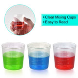 100 Pack 60ml/2oz Plastic Graduated Cups Transparent Scale Cups Plastic Measuring Cups Clear Epoxy Mixing Cups with 100 Pack Wooden Stirring Sticks Mototo