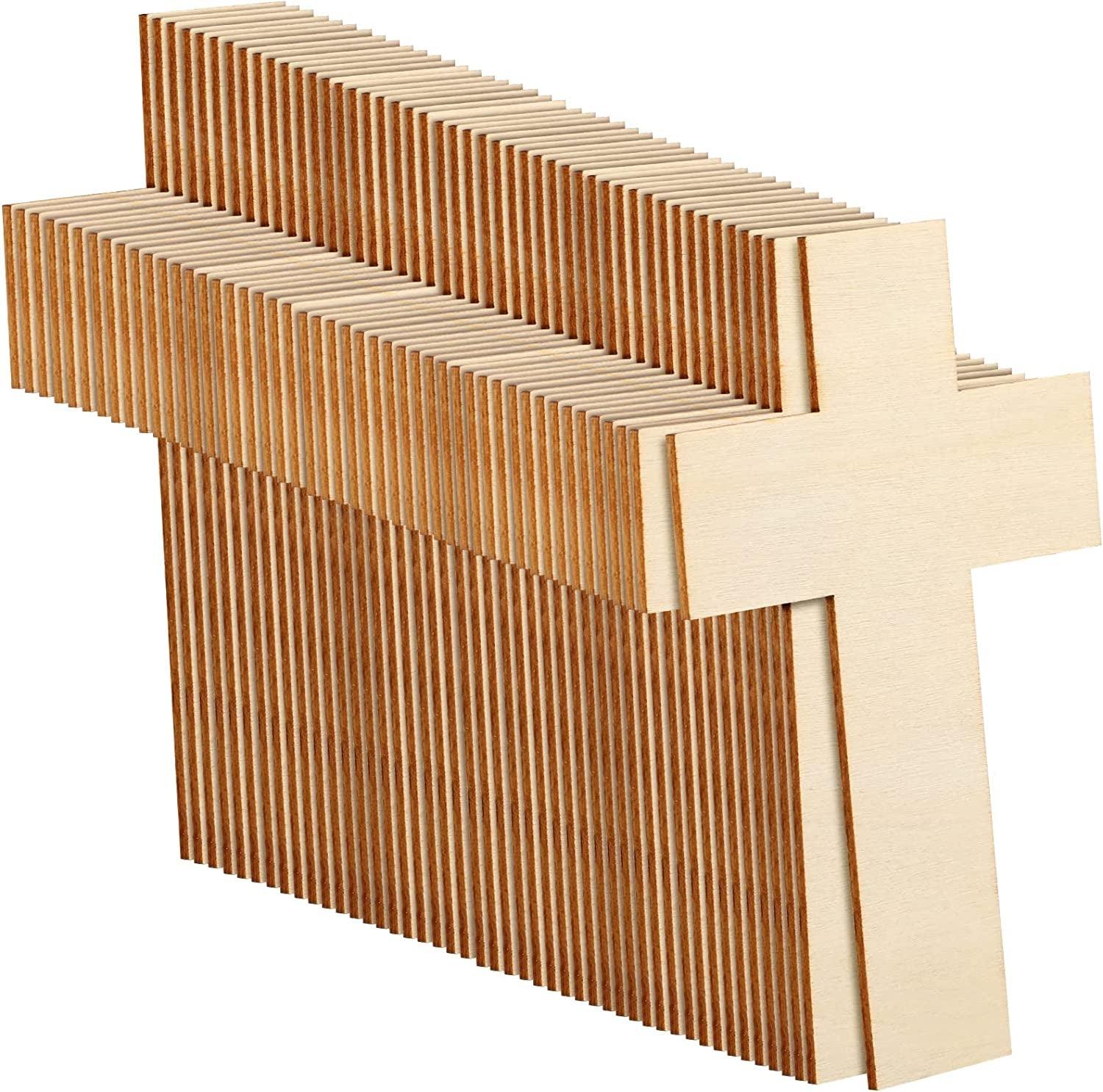 100 Pack Blank Wooden Cross Unfinished Cross Shaped Wood Cutouts for Crafts Wood Cross for DIY Projects Sunday School Church Home Decoration WoodArtSupply