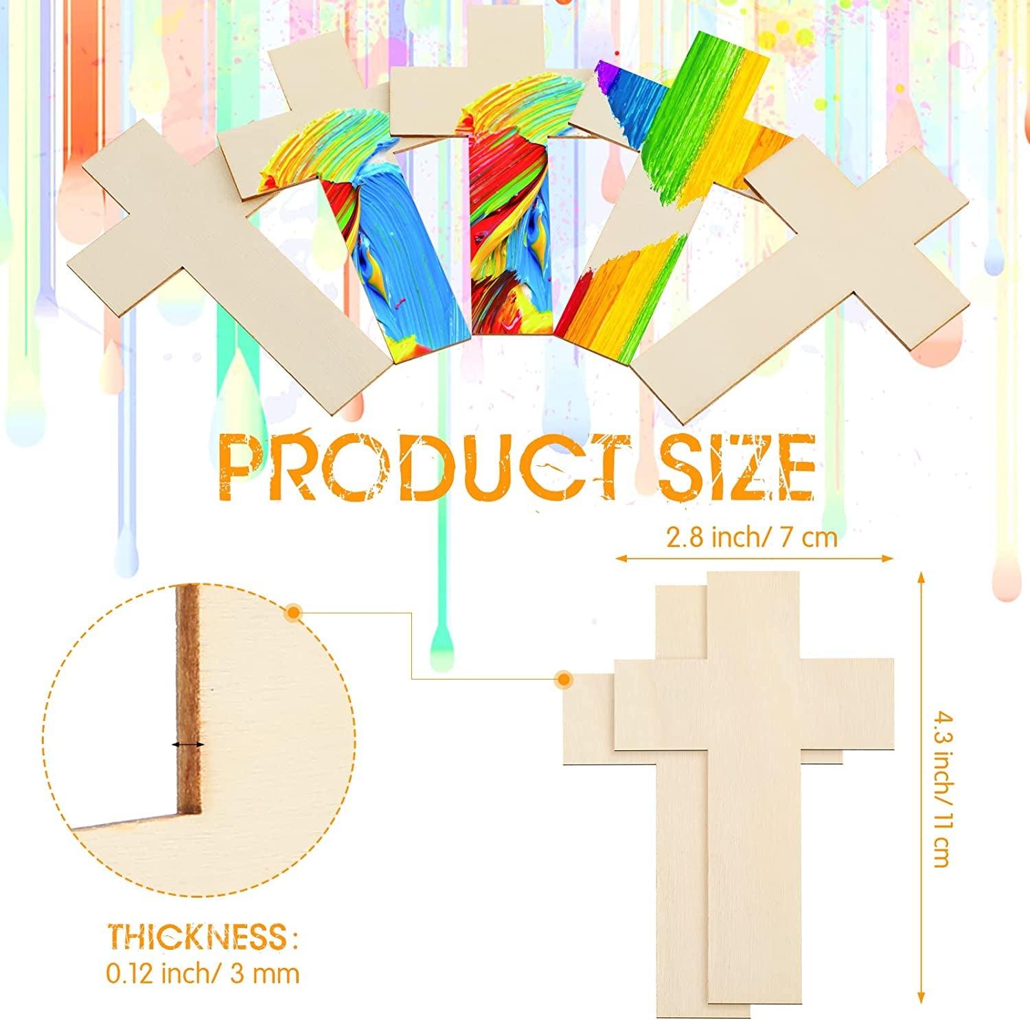 100 Pack Blank Wooden Cross Unfinished Cross Shaped Wood Cutouts for Crafts Wood Cross for DIY Projects Sunday School Church Home Decoration WoodArtSupply