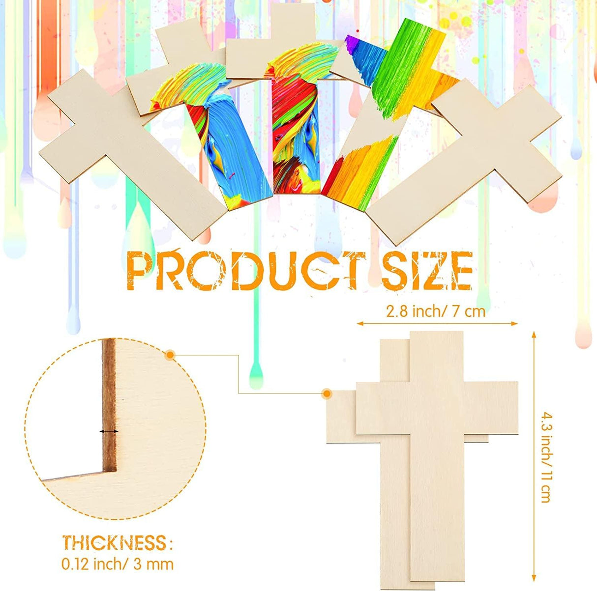 100 Pack Blank Wooden Cross Unfinished Cross Shaped Wood Cutouts for Crafts Wood Cross for DIY Projects Sunday School Church Home Decoration WoodArtSupply
