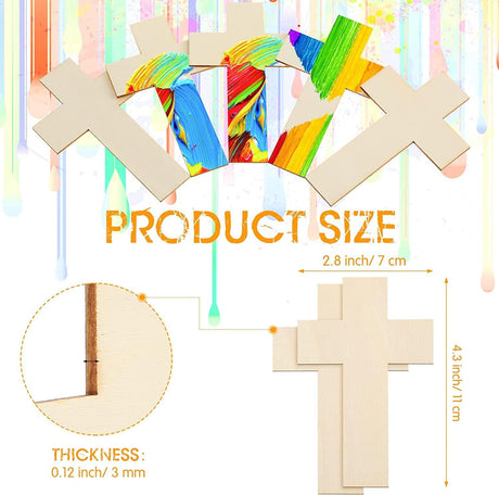 100 Pack Blank Wooden Cross Unfinished Cross Shaped Wood Cutouts for Crafts Wood Cross for DIY Projects Sunday School Church Home Decoration WoodArtSupply