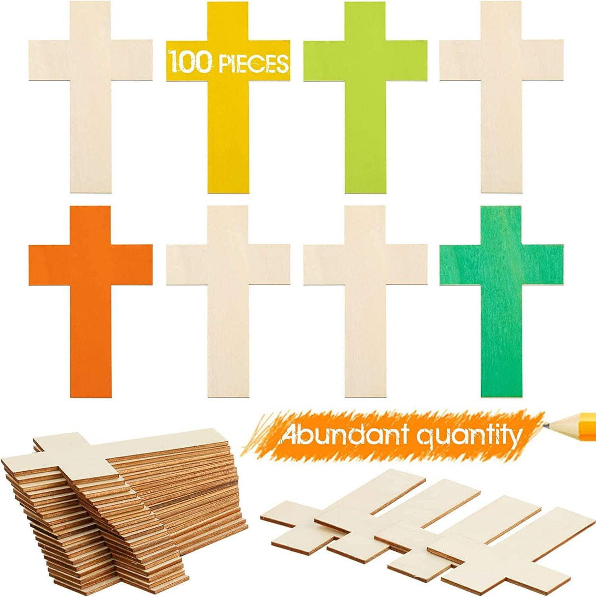 100 Pack Blank Wooden Cross Unfinished Cross Shaped Wood Cutouts for Crafts Wood Cross for DIY Projects Sunday School Church Home Decoration WoodArtSupply