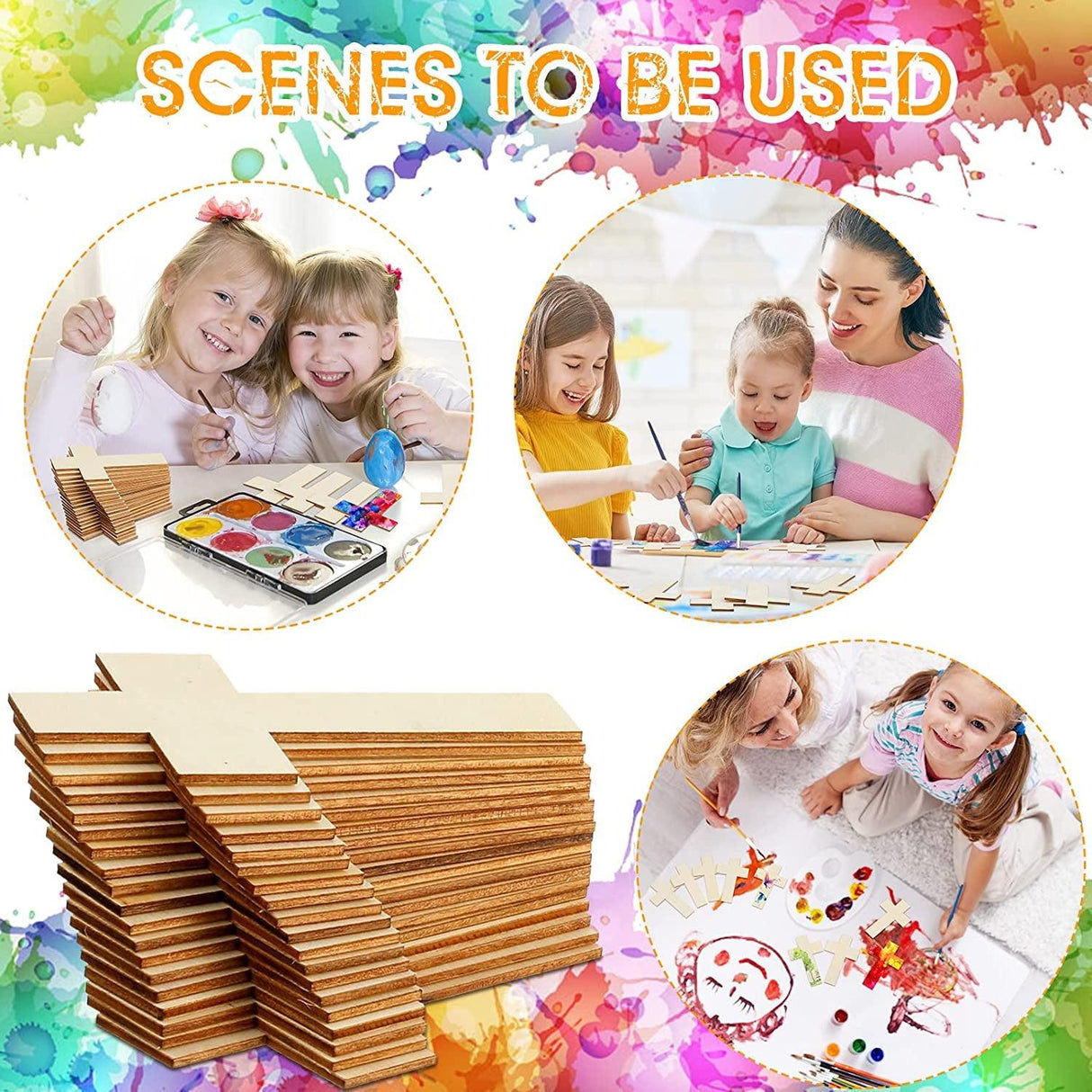 100 Pack Blank Wooden Cross Unfinished Cross Shaped Wood Cutouts for Crafts Wood Cross for DIY Projects Sunday School Church Home Decoration WoodArtSupply