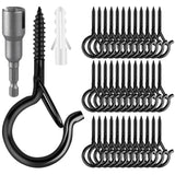 100 Pack Screw-in Hooks for Outdoor String Lights, Q Hangers String Light Hooks Outdoor for Outside, Swivel Hanging Basket Patio Light Hooks with Safe Buckle Screw in Eye Planter Hook for Wall Ceiling FSAH