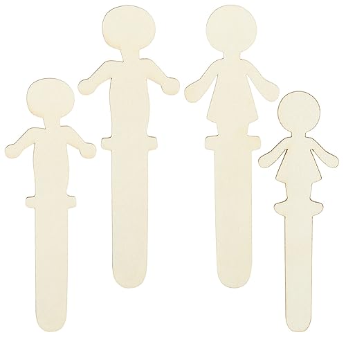 100 Pack Unfinished People Shaped Craft Sticks, Wooden Popsicle Sticks for DIY Projects Juvale