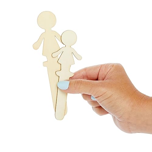 100 Pack Unfinished People Shaped Craft Sticks, Wooden Popsicle Sticks for DIY Projects Juvale