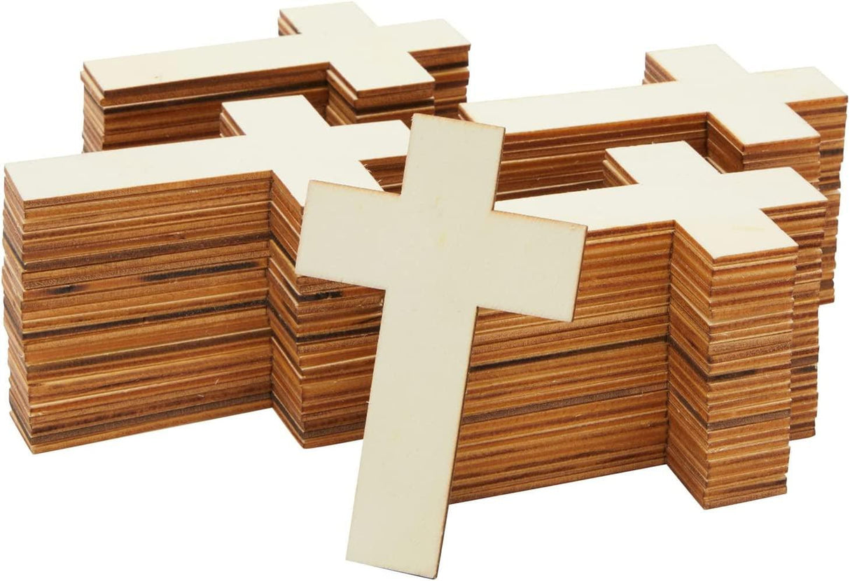 100 Pack Unfinished Wooden Crosses for Crafts, Bulk Cross Sunday School, DIY Projects (4.1 X 2.6 In) WoodArtSupply