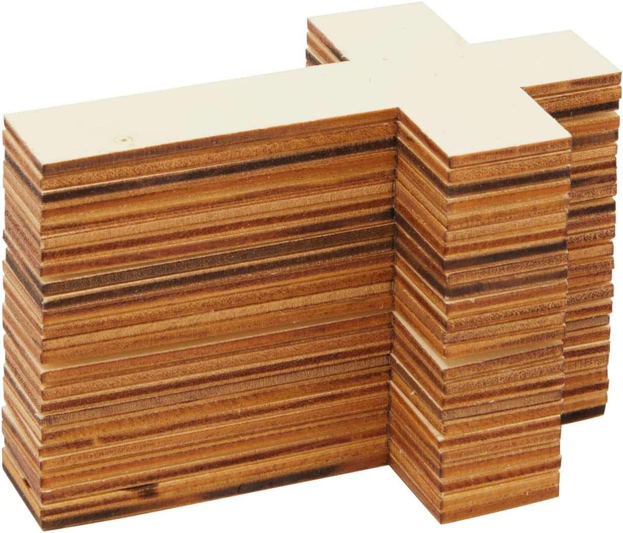 100 Pack Unfinished Wooden Crosses for Crafts, Bulk Cross Sunday School, DIY Projects (4.1 X 2.6 In) WoodArtSupply