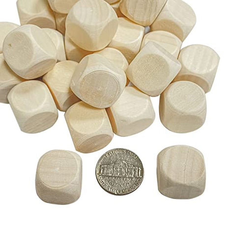 100 Pack Wooden Dice Unfinished Wood Cube Small Blank Square Blocks for Crafts (3/4 in) Cregugua