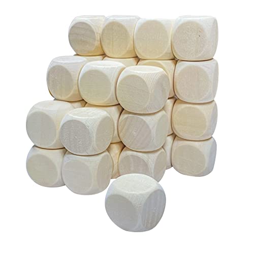 100 Pack Wooden Dice Unfinished Wood Cube Small Blank Square Blocks for Crafts (3/4 in) Cregugua