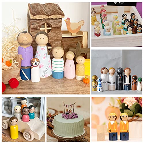100 Pack Wooden Peg Dolls Unfinished, Wooden Peg People with Box, Wooden People Figures to Paint, Doll Bodies, Decorative Peg Doll People for DIY Art EATHEATY