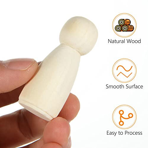 100 Pack Wooden Peg Dolls Unfinished, Wooden Peg People with Box, Wooden People Figures to Paint, Doll Bodies, Decorative Peg Doll People for DIY Art EATHEATY