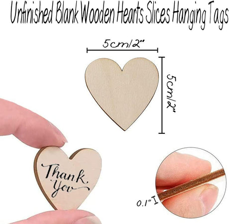 100 Pcs 2 Inch Wood Heart Cutouts, Unfinished Blank Wooden Slices Tags for Crafts Valentines Day DIY Card Decor WoodArtSupply