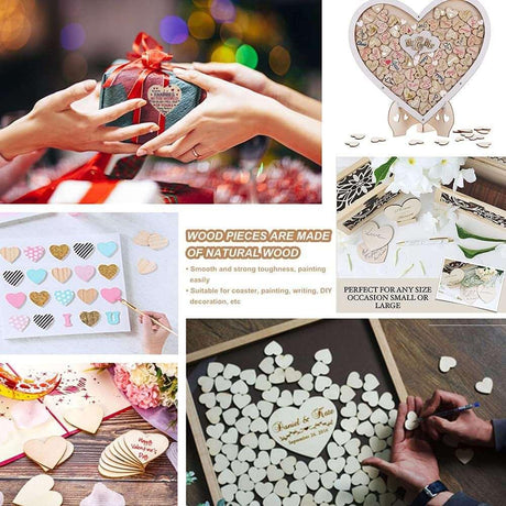 100 Pcs 2 Inch Wood Heart Cutouts, Unfinished Blank Wooden Slices Tags for Crafts Valentines Day DIY Card Decor WoodArtSupply