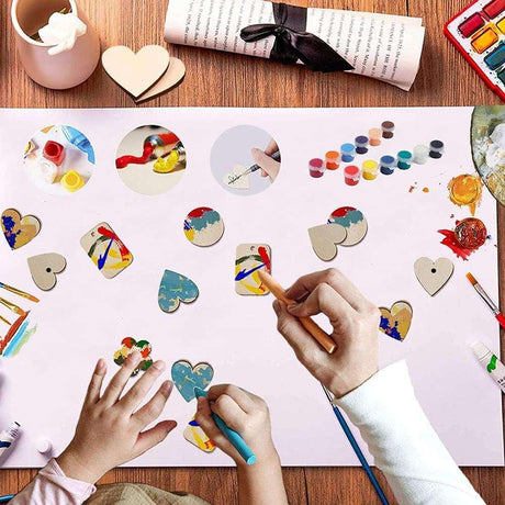 100 Pcs 2 Inch Wood Heart Cutouts, Unfinished Blank Wooden Slices Tags for Crafts Valentines Day DIY Card Decor WoodArtSupply