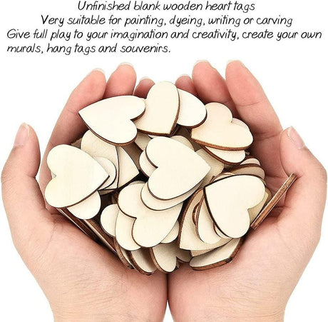 100 Pcs 2 Inch Wood Heart Cutouts, Unfinished Blank Wooden Slices Tags for Crafts Valentines Day DIY Card Decor WoodArtSupply