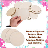 100 Pcs 3 Inch Wood Circles for Crafts Unfinished Wood Circles Natural Round Wooden Disc Cutouts Blank Round Wood Circle Slices for DIY Crafts, AWIZOM