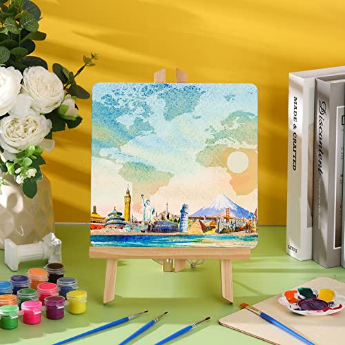 100 Pcs 4 x 4 Inch Unfinished Wood Pieces Square Unfinished Wooden Cutout Tiles Blank Wood Squares for DIY Art Craft Painting Staining Cup Coaster Youyole