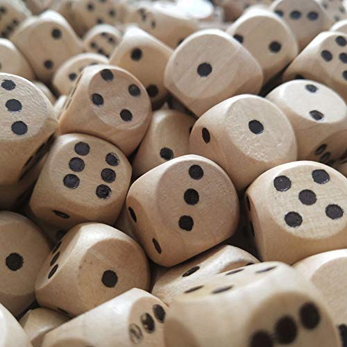 100 Pcs Blank Wooden Dice Unfinished Square Blocks 6 Sided Wood Cubes with Rounded Corners for DIY Craft Projects (16MM) Teensery