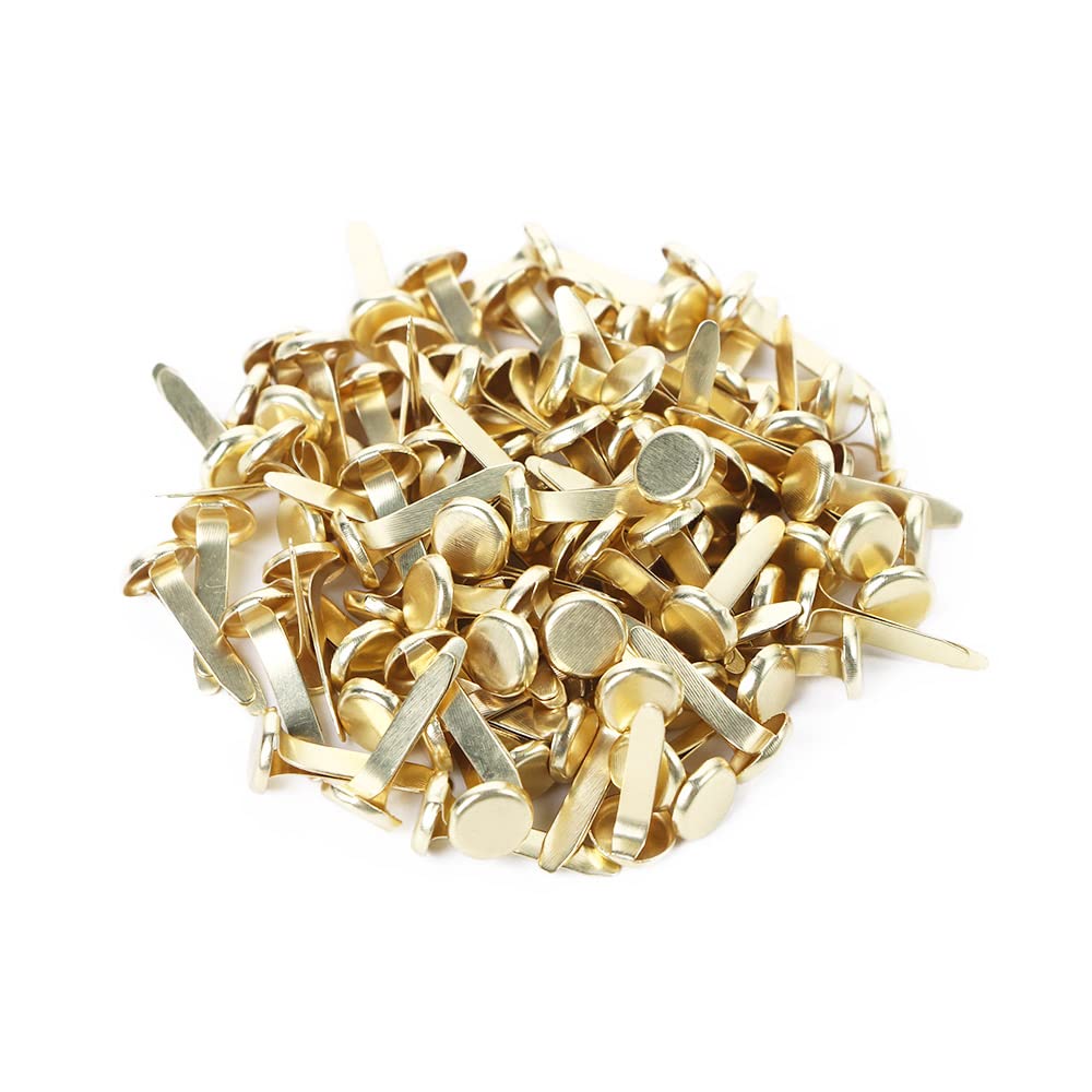 100 Pcs Multicolor Mini Brad Fasteners Round Paper Fasteners Brads for Paper Craft DIY Stamping Scrapbooking(Gold) Generic