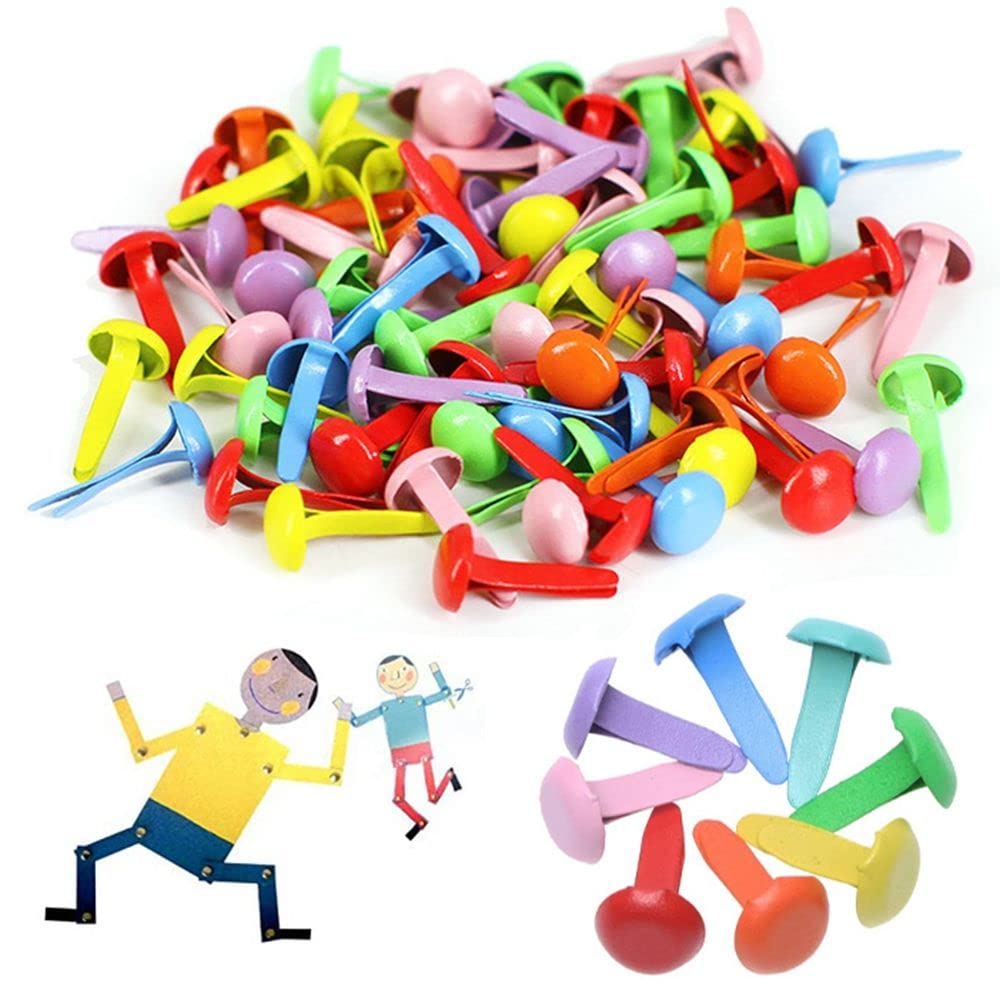 100 Pcs Multicolor Mini Brad Fasteners Round Paper Fasteners Brads for Paper Craft DIY Stamping Scrapbooking(Gold) Generic