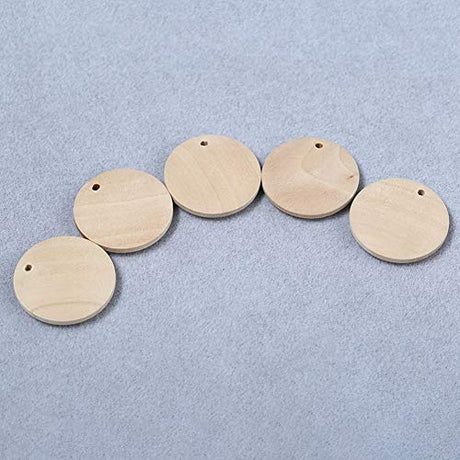 100 Pcs Natural Wood Pendants Charms Unfinished Wooden Earring Circles Pendants with Holes for DIY Earring Jewelry Making (20 MM) Teensery