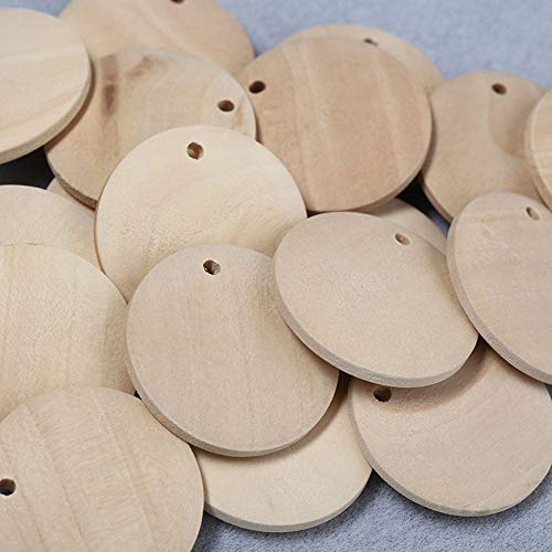 100 Pcs Natural Wood Pendants Charms Unfinished Wooden Earring Circles Pendants with Holes for DIY Earring Jewelry Making (20 MM) Teensery
