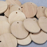 100 Pcs Natural Wood Pendants Charms Unfinished Wooden Earring Circles Pendants with Holes for DIY Earring Jewelry Making (20 MM) Teensery