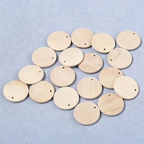 100 Pcs Natural Wood Pendants Charms Unfinished Wooden Earring Circles Pendants with Holes for DIY Earring Jewelry Making (20 MM) Teensery