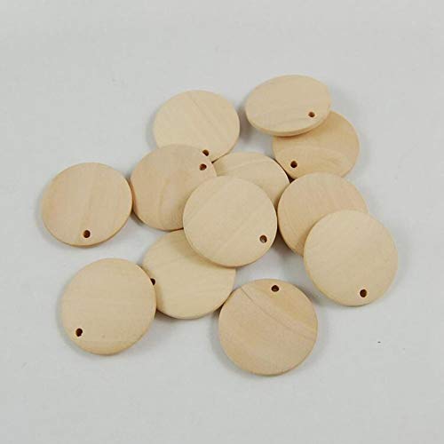 100 Pcs Natural Wood Pendants Charms Unfinished Wooden Earring Circles Pendants with Holes for DIY Earring Jewelry Making (20 MM) Teensery