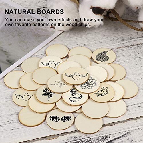 100 Pcs Unfinished Wood Circles 1.25 Inches Small Round Wooden Discs Wood Pieces for Crafts Christmas Ornaments Centerpieces Wedding Decor SEWACC