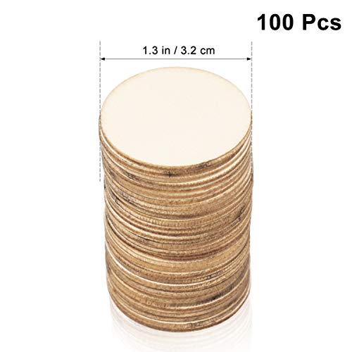 100 Pcs Unfinished Wood Circles 1.25 Inches Small Round Wooden Discs Wood Pieces for Crafts Christmas Ornaments Centerpieces Wedding Decor SEWACC