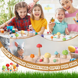 100 Pcs Wooden Mushrooms with Paintbrushes Unfinished Mini Natural Wood Mushroom Decor Wooden Mushrooms to Paint Wood Mushroom for Crafts and Arts, Roowest