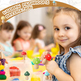 100 Pcs Wooden Mushrooms with Paintbrushes Unfinished Mini Natural Wood Mushroom Decor Wooden Mushrooms to Paint Wood Mushroom for Crafts and Arts, Roowest