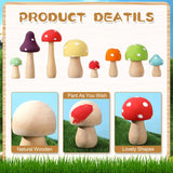 100 Pcs Wooden Mushrooms with Paintbrushes Unfinished Mini Natural Wood Mushroom Decor Wooden Mushrooms to Paint Wood Mushroom for Crafts and Arts, Roowest