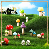 100 Pcs Wooden Mushrooms with Paintbrushes Unfinished Mini Natural Wood Mushroom Decor Wooden Mushrooms to Paint Wood Mushroom for Crafts and Arts, Roowest