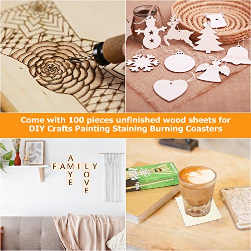 100 Pieces 3x3 Inch Wood Squares Unfinished Basswood Plywood Wooden Sheets 1/8 inch Thick Blank Wood Squares for Crafts Painting Scrabble Tiles Mini ZOFORTY