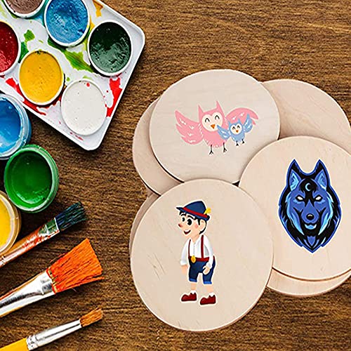 100 Pieces 4 Inch Wooden Circles, Unfinished Round Wooden Cutouts, Natural Round Wood Slices for Drinks, DIY Crafts, Coaster, Painting, Staining, Ziqi