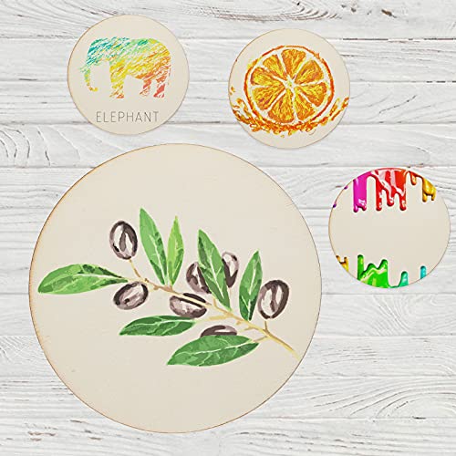 100 Pieces 4 Inch Wooden Circles, Unfinished Round Wooden Cutouts, Natural Round Wood Slices for Drinks, DIY Crafts, Coaster, Painting, Staining, Ziqi