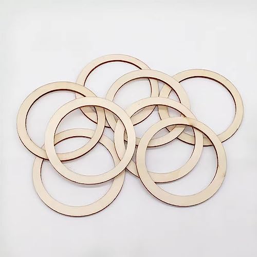 100 Pieces 6cm Wooden Cylinder Blocks Craft Wooden Hoop Rings Unfinished Round Wood Wreath Ring Block Wood Frame Craft Circle Ornaments Blank Wooden Xonzmmk