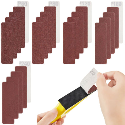 100 Pieces Detail Sander Refills Micro Finishing Sander Paper Micro Zip Finger Sander for Crafts, Assorted Grit of 60/80/ 120/180/ 240, Multi-Color,