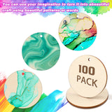 100 Pieces Unfinished Round Wooden Circles with Holes Round Wood Discs for Crafts Blank Natural Wood Circle Cutouts for DIY Crafts Party Birthday ROORUZ