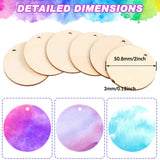 100 Pieces Unfinished Round Wooden Circles with Holes Round Wood Discs for Crafts Blank Natural Wood Circle Cutouts for DIY Crafts Party Birthday ROORUZ