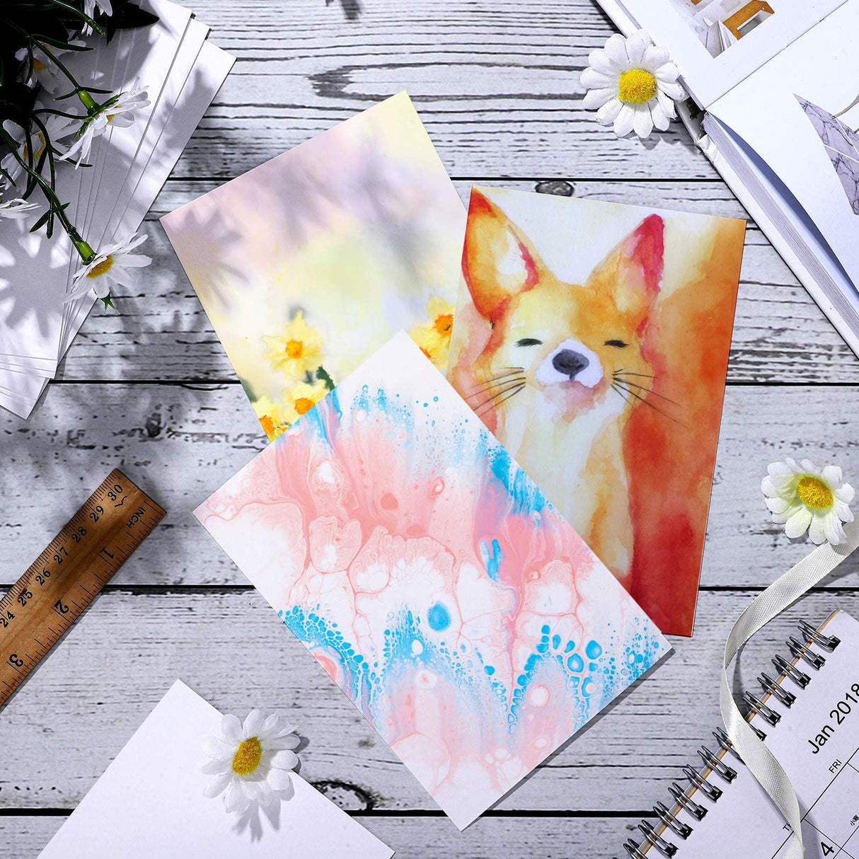 100 Pieces Watercolor Paper 140 lb/300 GSM Heavyweight Art Paint Paper White Water Coloring Paint Paper for Kid Child Watercolor Drawing Student Spiareal
